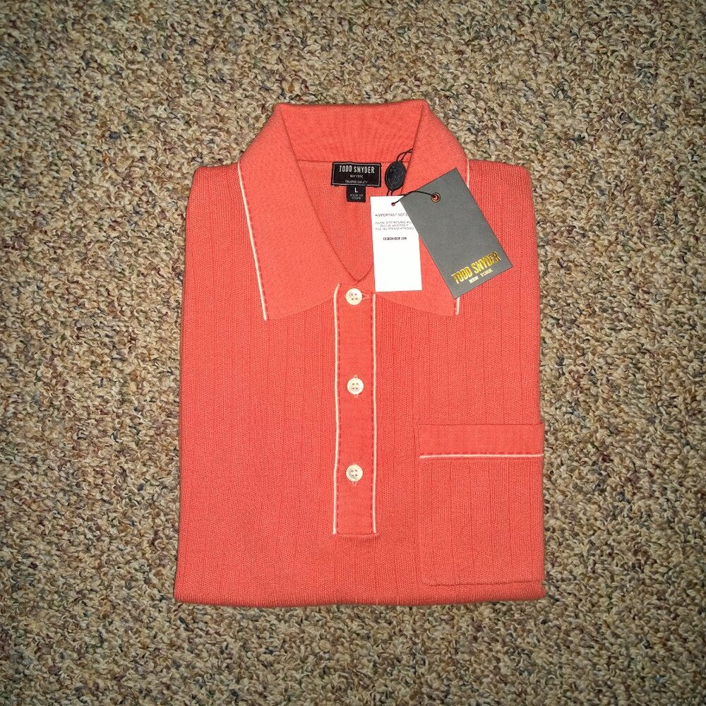 TODD SNYDER Italian Silk Cotton Tipped Ribbed Polo Shirt
